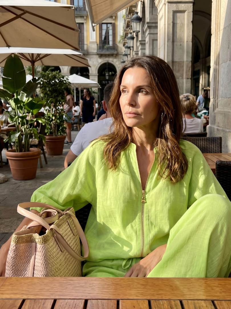Natalia | Top Blouson with Zipper and Wide Leg Pants
