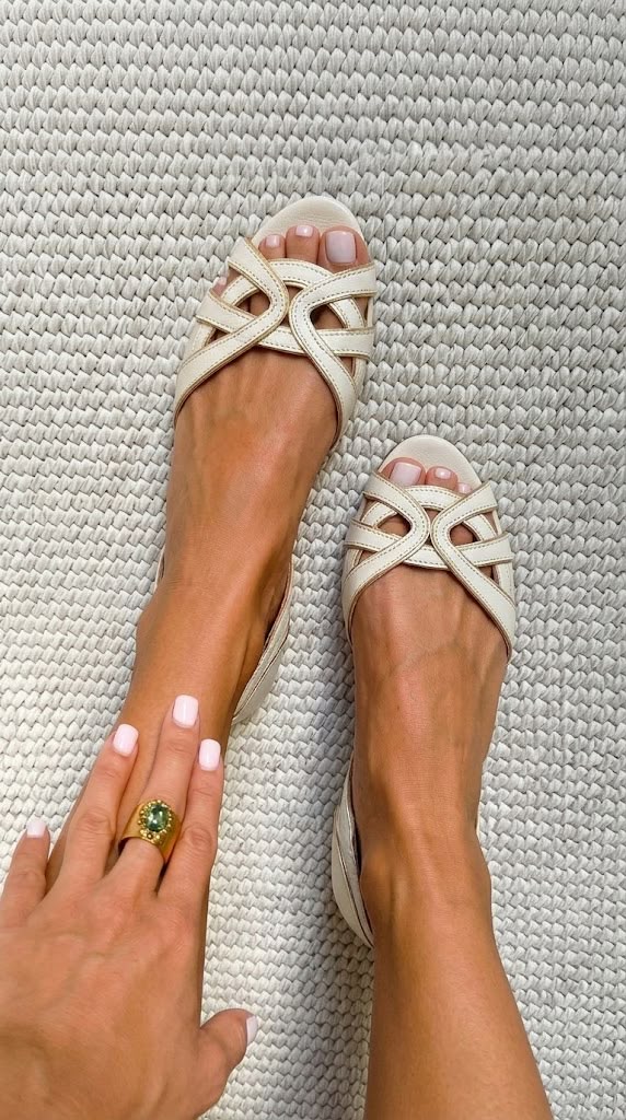 WARREN & GRACE | CAMILLA ELEGANT CREAM WOVEN SANDALS