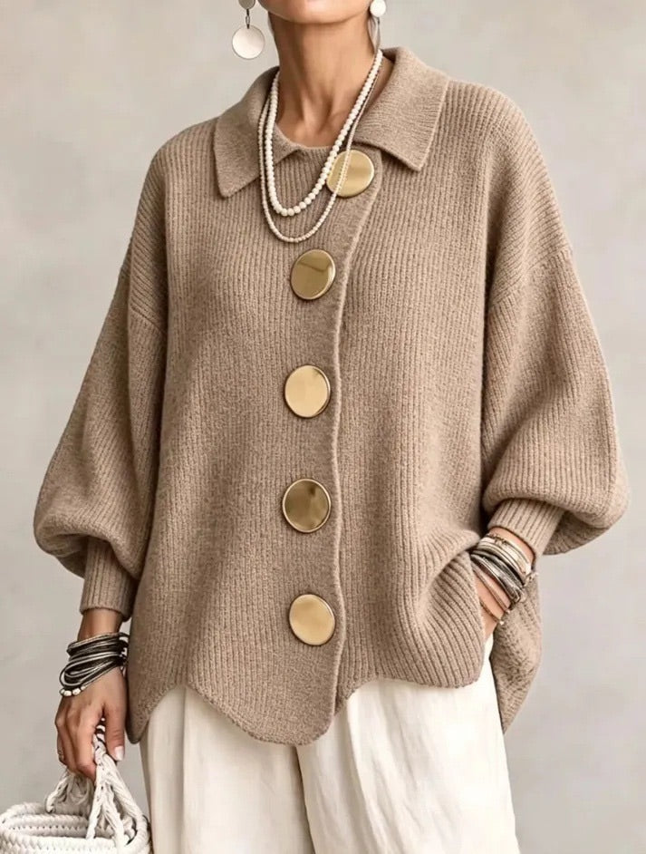 Margaret - Oversized Collared Button Cardigan