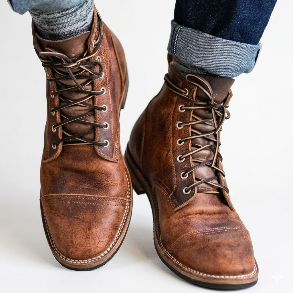 Damien | Vintage Leather Lace-Up Boots