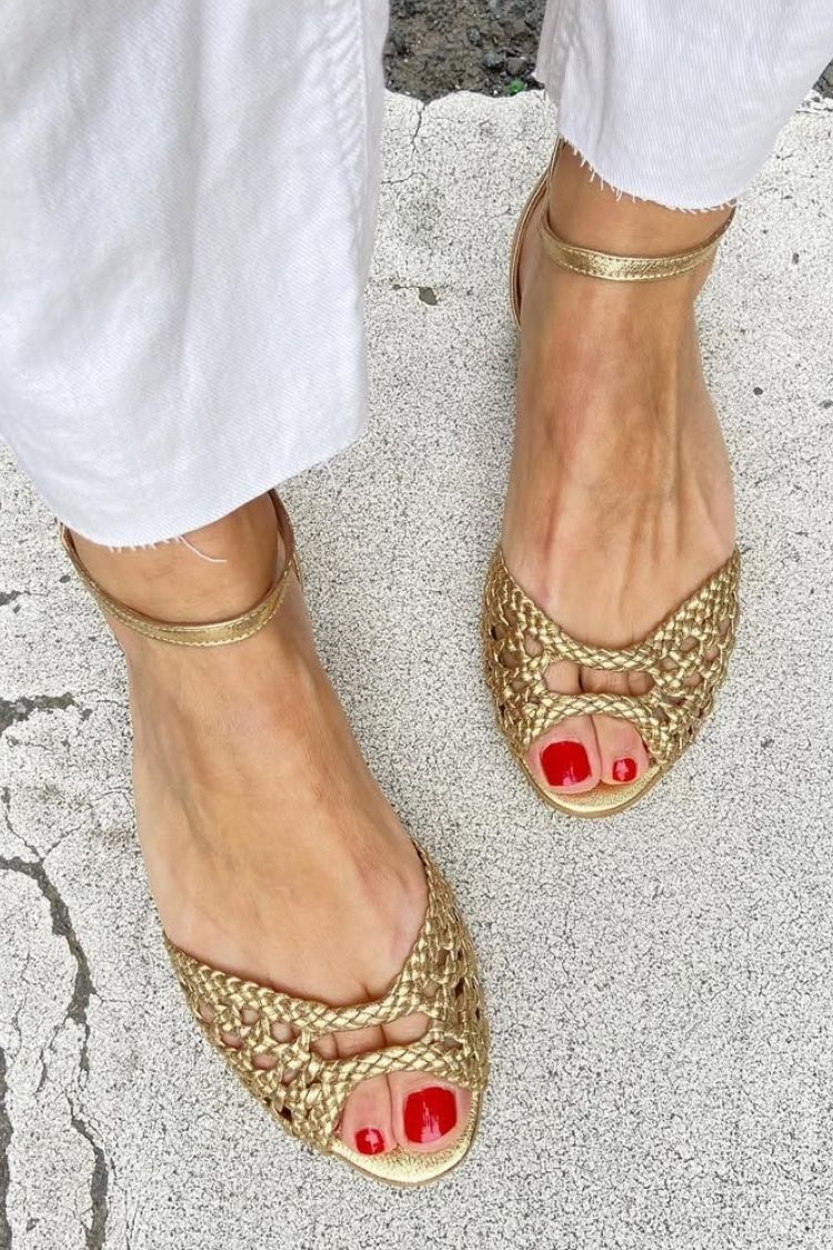 WARREN & GRACE | ISADORA GOLD WOVEN SANDALS