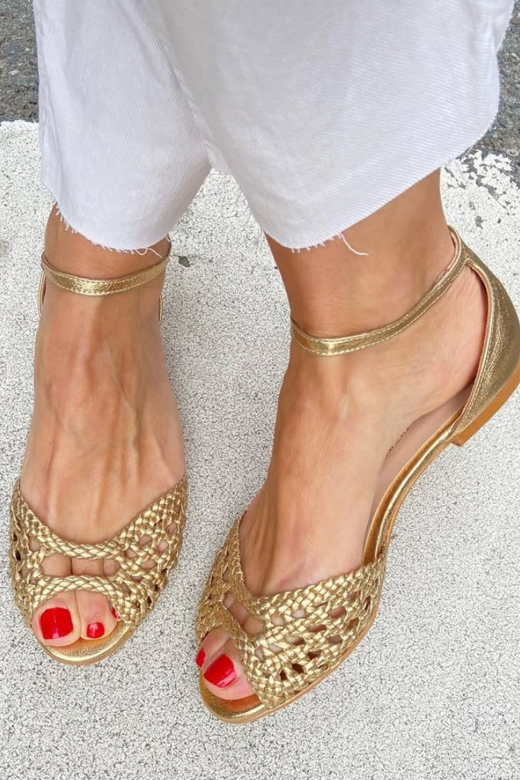 WARREN & GRACE | ISADORA GOLD WOVEN SANDALS