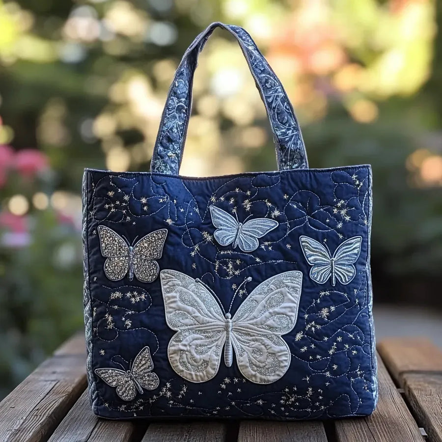 Handmade Tote Bag - Silver Butterfly