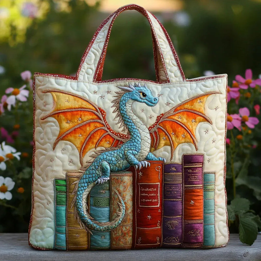 Quilted Tote Bag - Emerald Dragon