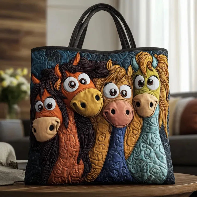 Handmade Tote Bag - Playful Ponies