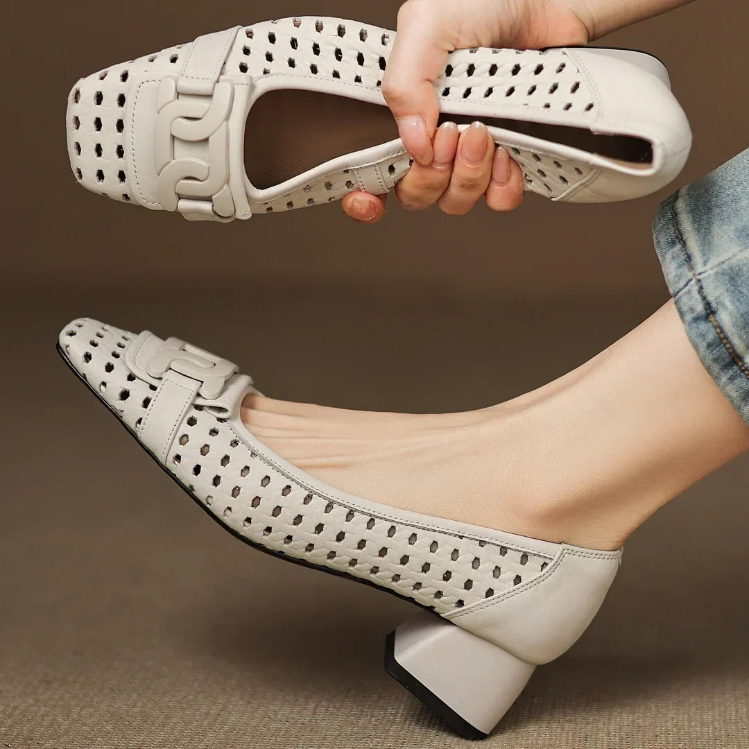 Maria | Woven Leather Heels