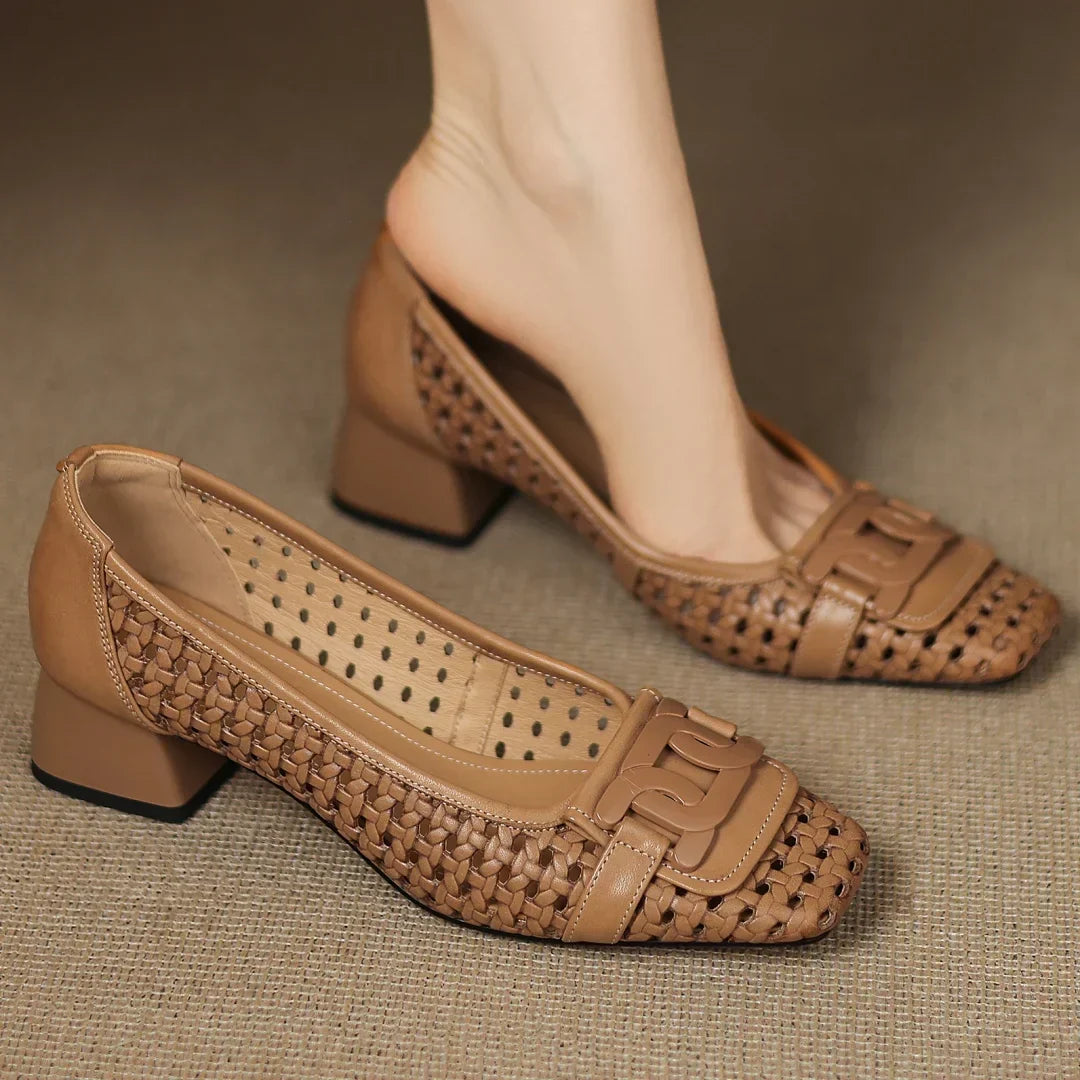 Maria | Woven Leather Heels
