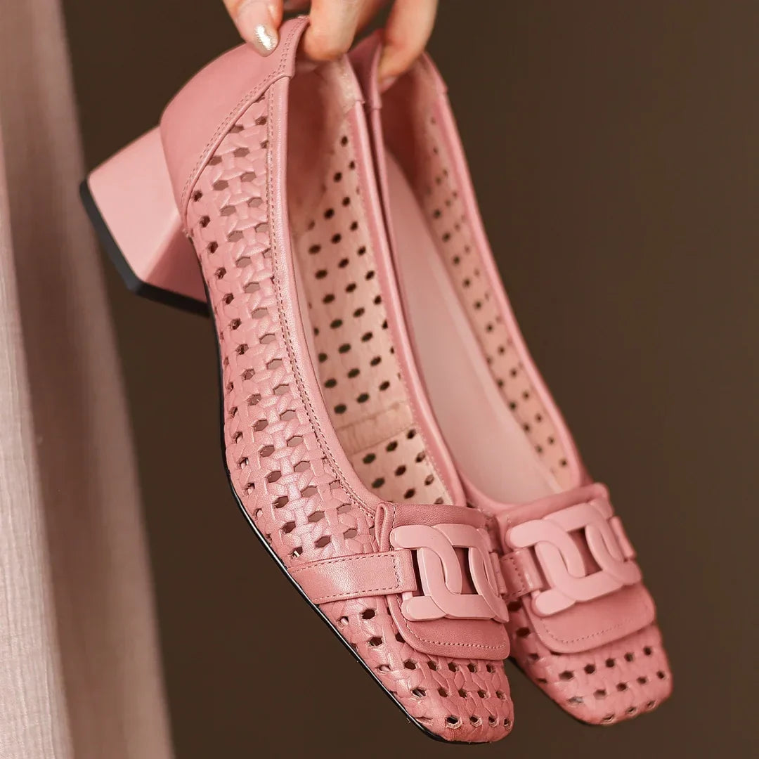 Maria | Woven Leather Heels
