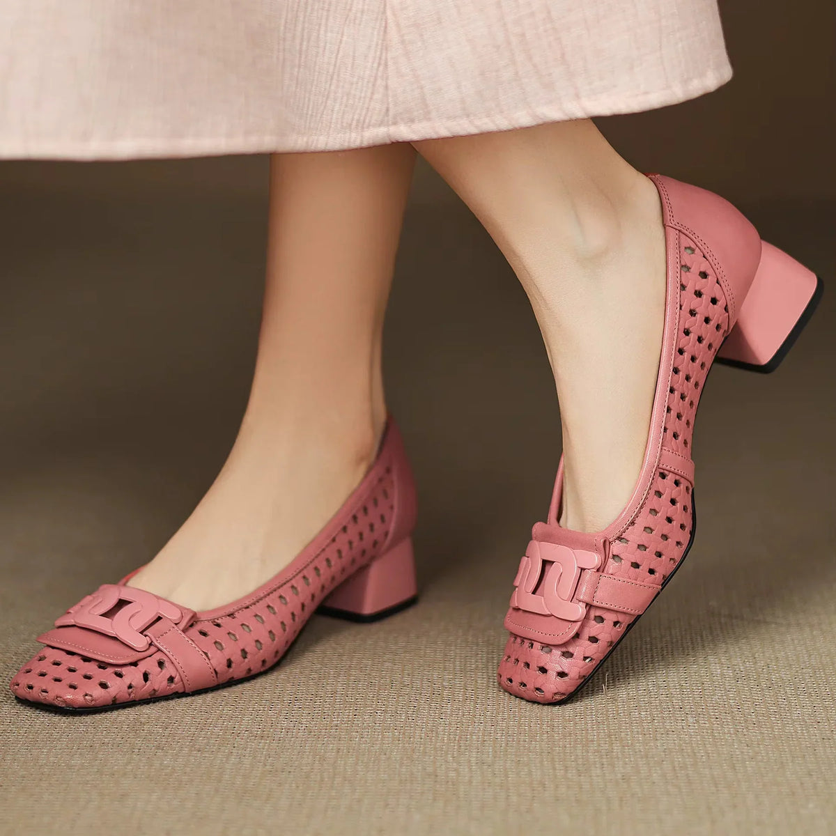 Maria | Woven Leather Heels