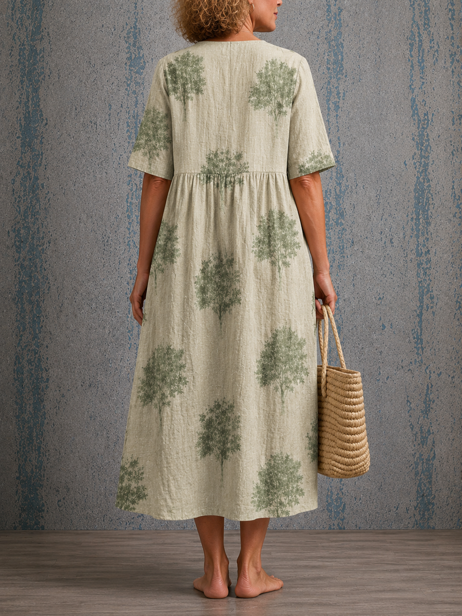 Annette™ | Half Sleeve Linen Dress