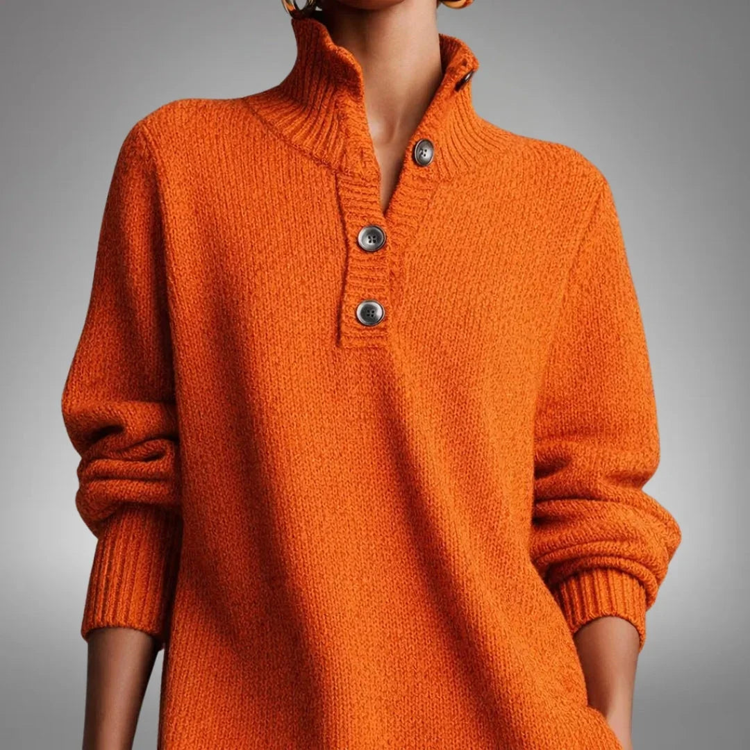 Jess | Button-Collar Knit Midi Dress