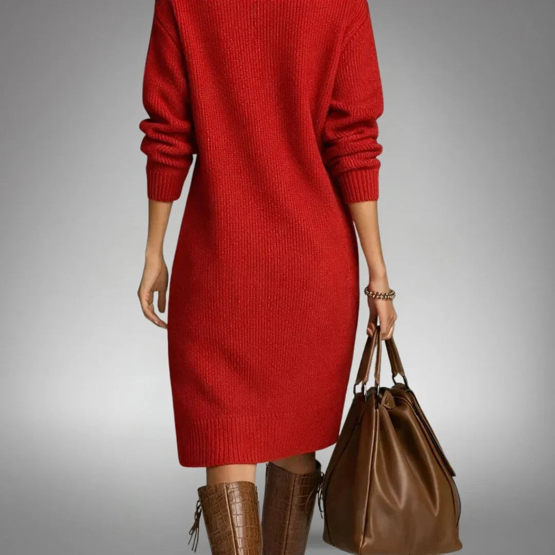 Jess | Button-Collar Knit Midi Dress