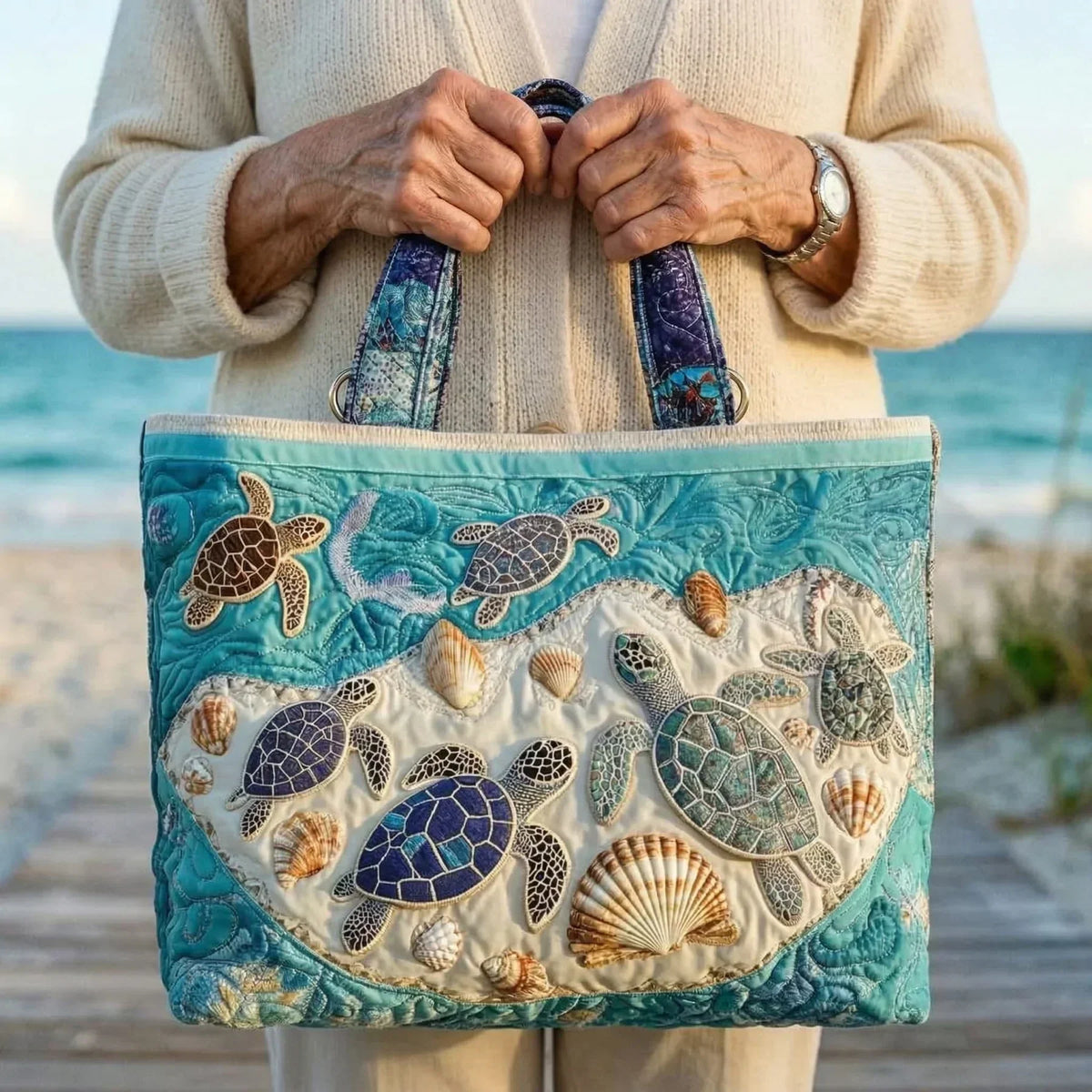 Handmade Tote Bag - Love for Turtles