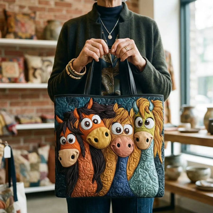 Handmade Tote Bag - Playful Ponies