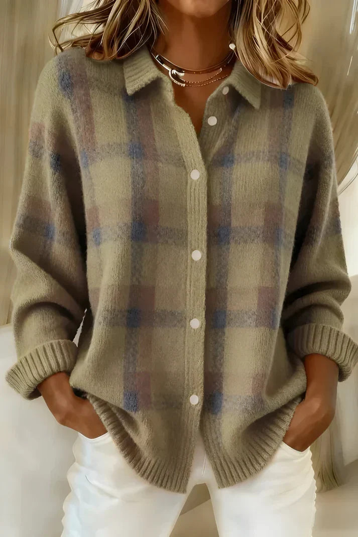 Sarah | Plaid Knit Cardigan