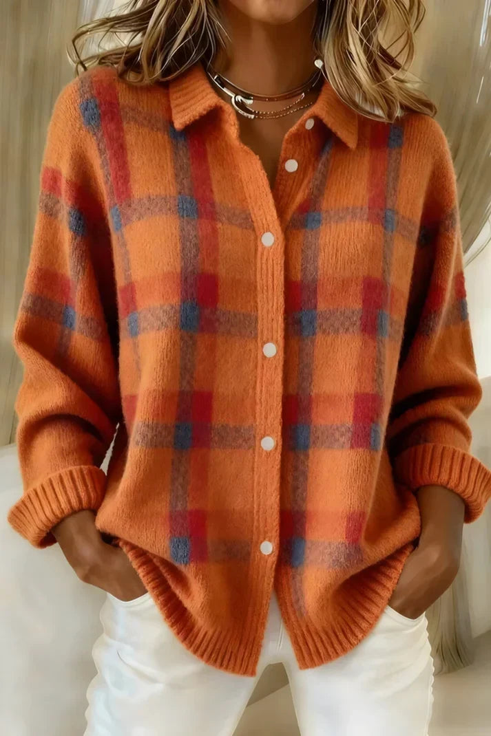 Sarah | Plaid Knit Cardigan