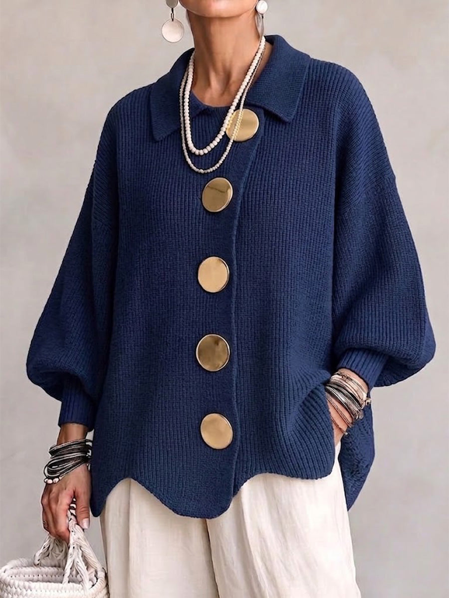 Margaret - Oversized Collared Button Cardigan