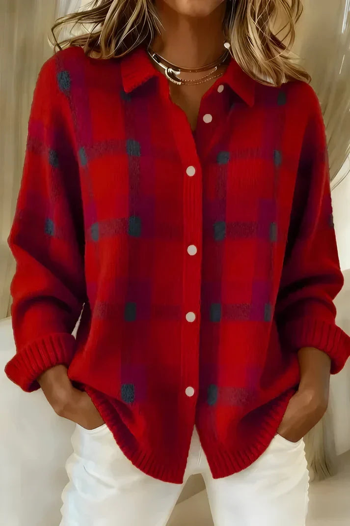 Sarah | Plaid Knit Cardigan