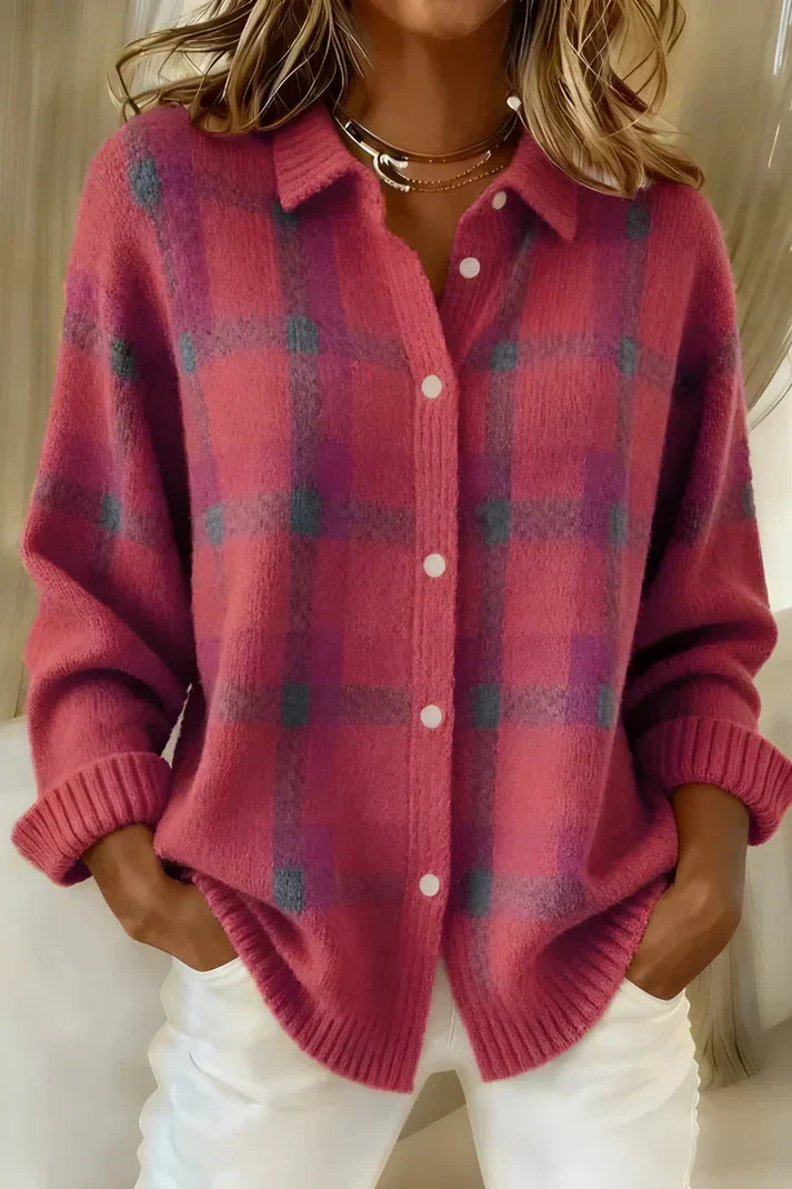 Sarah | Plaid Knit Cardigan